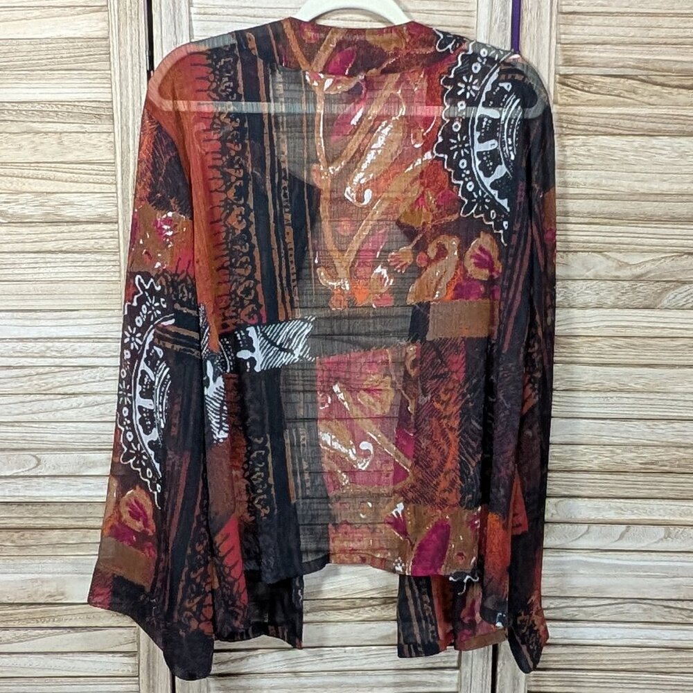 Additions by Chico's Kimono Bohemian Sheer Open Front Size 3 - Picture 11 of 12